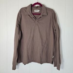 Pact Mens Long Sleeve Polo Shirt Brown Organic Cotton Size XL